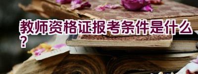 教师资格证报考条件是什么？