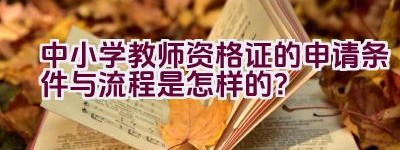 中小学教师资格证的申请条件与流程是怎样的？