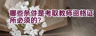 哪些条件是考取教师资格证所必须的？