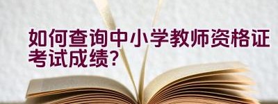 如何查询中小学教师资格证考试成绩？