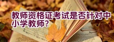 教师资格证考试是否针对中小学教师？