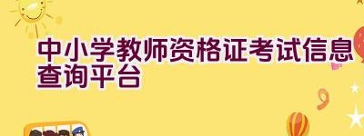 中小学教师资格证考试信息查询平台