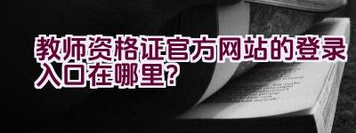 教师资格证官方网站的登录入口在哪里？