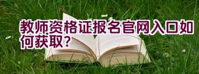 教师资格证报名官网入口如何获取？