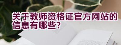 关于教师资格证官方网站的信息有哪些？