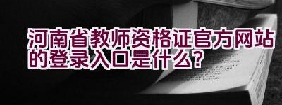 河南省教师资格证官方网站的登录入口是什么？