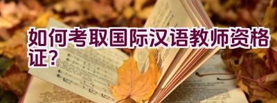 如何考取国际汉语教师资格证？