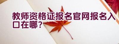 教师资格证报名官网报名入口在哪？