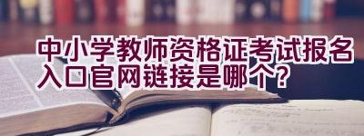 中小学教师资格证考试报名入口官网链接是哪个？