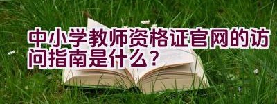 中小学教师资格证官网的访问指南是什么？