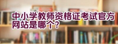 中小学教师资格证考试官方网站是哪个？