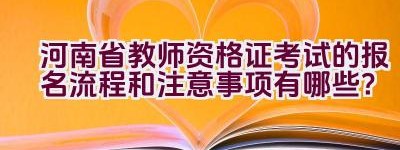 河南省教师资格证考试的报名流程和注意事项有哪些？