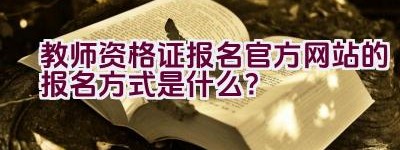 教师资格证报名官方网站的报名方式是什么？