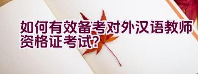 如何有效备考对外汉语教师资格证考试？