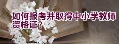 如何报考并取得中小学教师资格证？