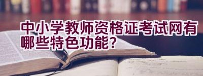 中小学教师资格证考试网有哪些特色功能？