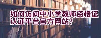 如何访问中小学教师资格证认证平台官方网站？