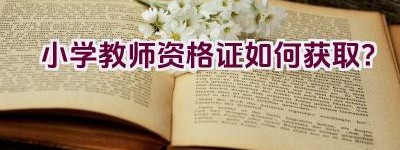 小学教师资格证如何获取？