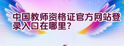 中国教师资格证官方网站登录入口在哪里？