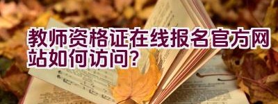 教师资格证在线报名官方网站如何访问？