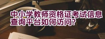 中小学教师资格证考试信息查询平台如何访问？