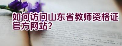 如何访问山东省教师资格证官方网站？