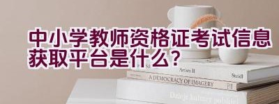 中小学教师资格证考试信息获取平台是什么？