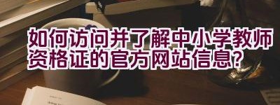 如何访问并了解中小学教师资格证的官方网站信息？