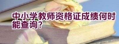 中小学教师资格证成绩何时能查询？