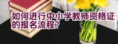 如何进行中小学教师资格证的报名流程？