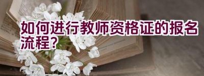 如何进行教师资格证的报名流程？