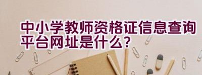 中小学教师资格证信息查询平台网址是什么？