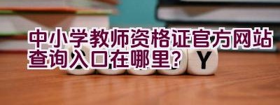 中小学教师资格证官方网站查询入口在哪里？