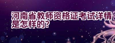 河南省教师资格证考试详情是怎样的？