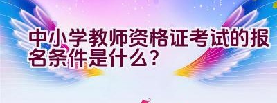 中小学教师资格证考试的报名条件是什么？