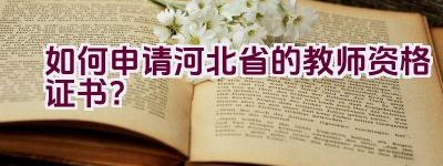 如何申请河北省的教师资格证书？