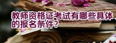 教师资格证考试有哪些具体的报名条件？