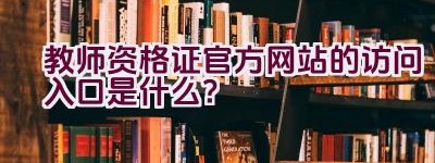 教师资格证官方网站的访问入口是什么？