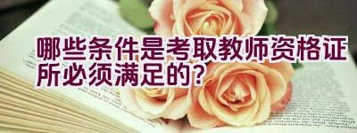 哪些条件是考取教师资格证所必须满足的？