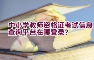 中小学教师资格证考试信息查询平台在哪登录？