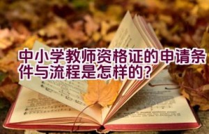 中小学教师资格证的申请条件与流程是怎样的？