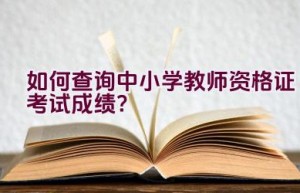 如何查询中小学教师资格证考试成绩？