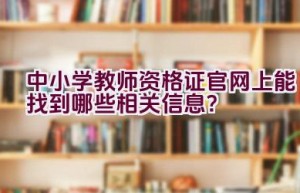 中小学教师资格证官网上能找到哪些相关信息？