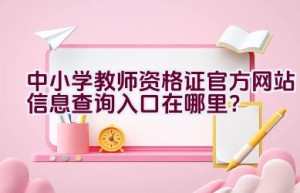 中小学教师资格证官方网站信息查询入口在哪里？