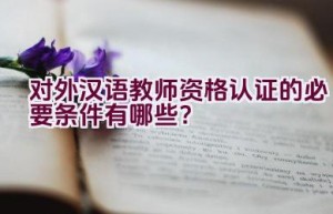 对外汉语教师资格认证的必要条件有哪些？