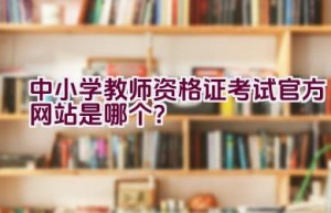 中小学教师资格证考试官方网站是哪个？