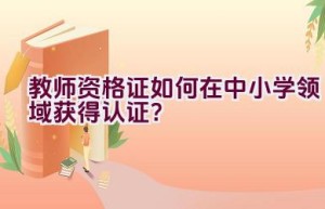 教师资格证如何在中小学领域获得认证？