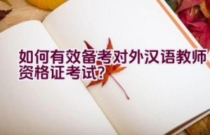 如何有效备考对外汉语教师资格证考试？