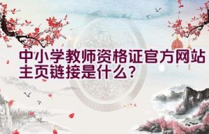 中小学教师资格证官方网站主页链接是什么？