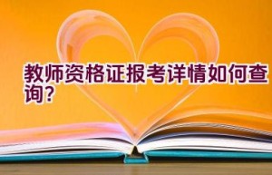 教师资格证报考详情如何查询？